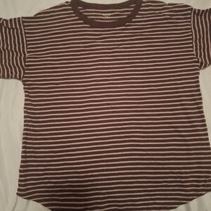 Madewell Chocolate and Cream Striped Tee. Size M